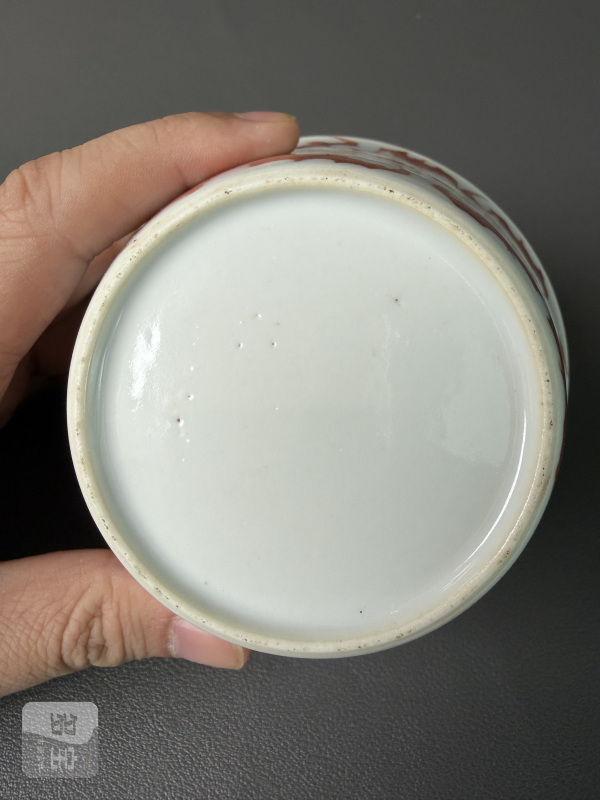 清 矾红百蝠纹套杯一组十件 - 图47